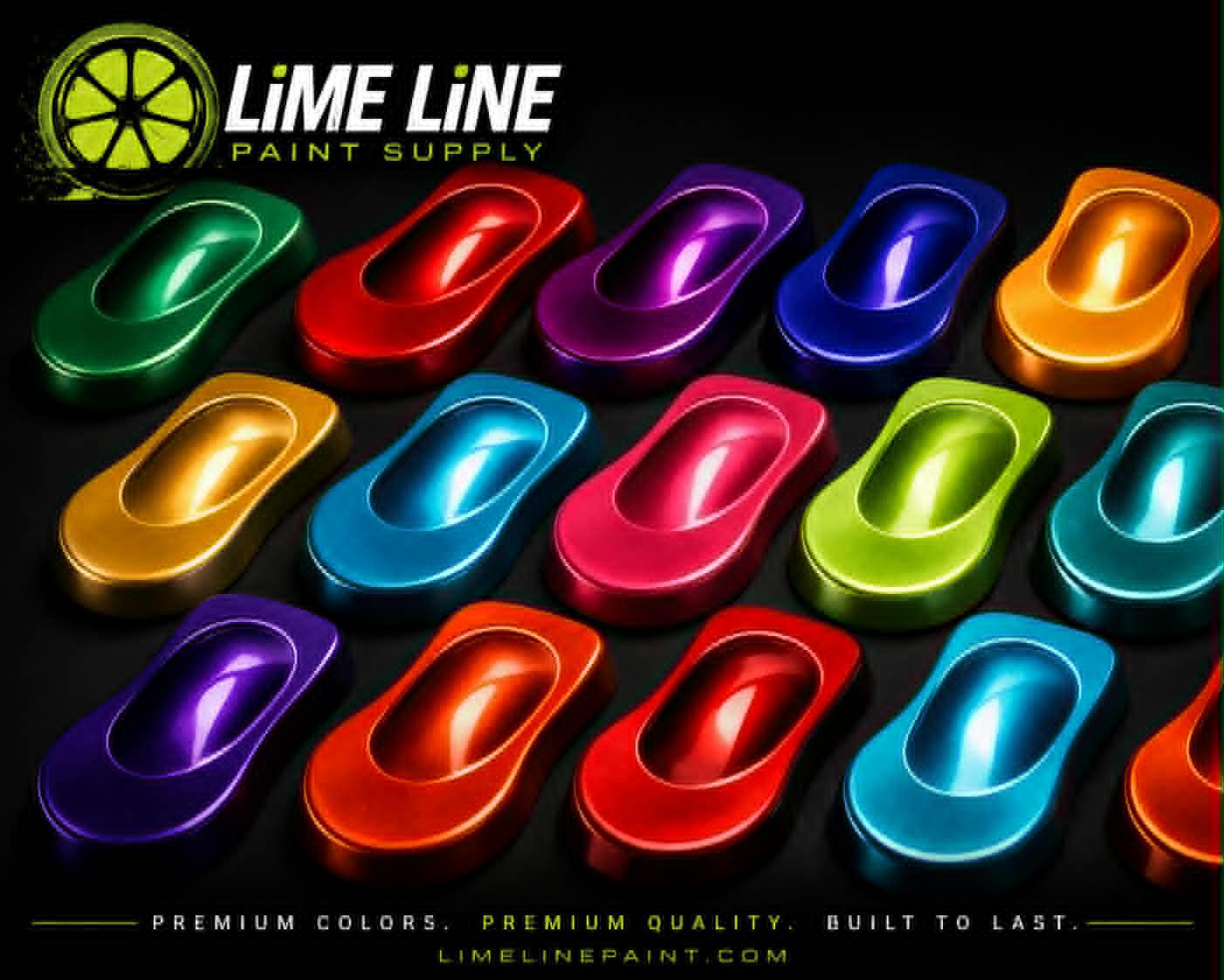 Lime Line Paint Supply colour swatch board — premium custom auto paints